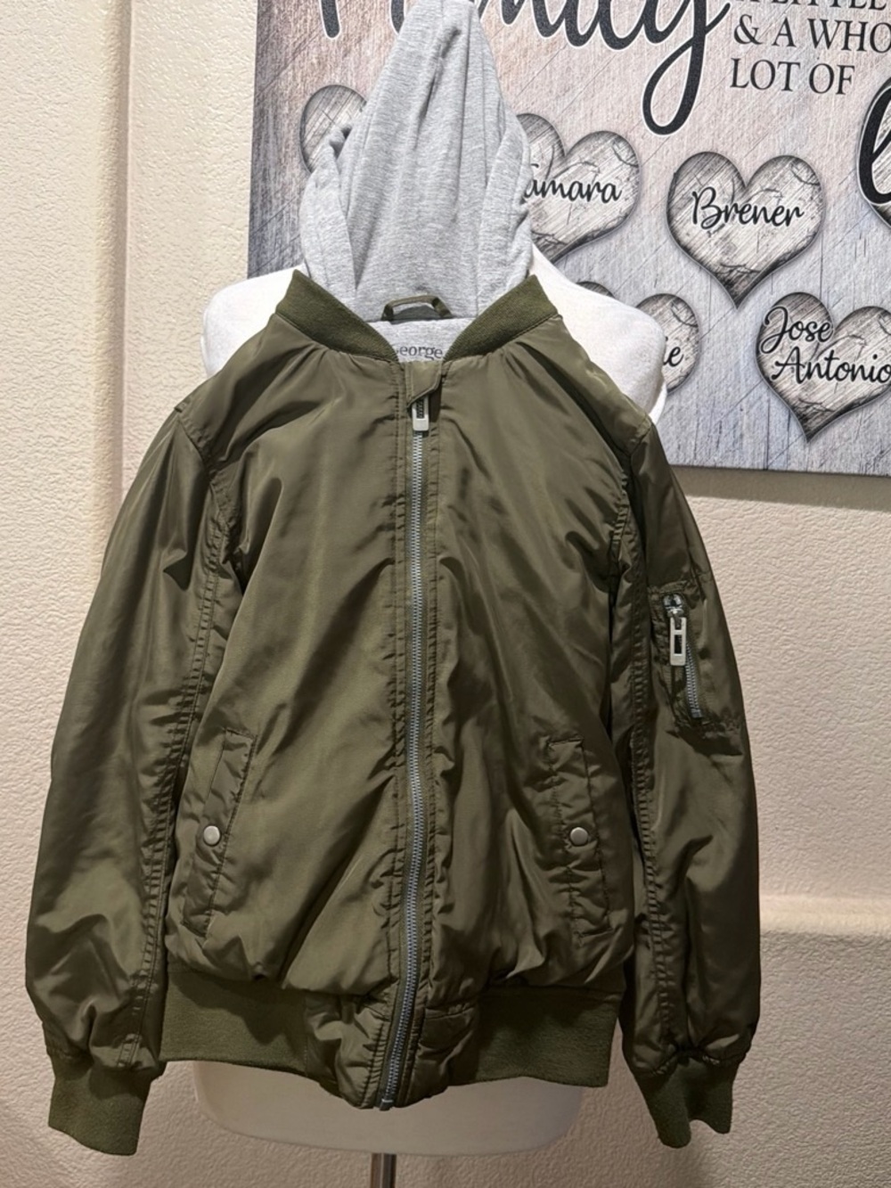 George Olive Green Hooded Puffer Jacket for Kids